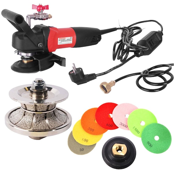 Hardin 200V 4" Var Spd Polisher, 1-1/2" Full Bullnose Dmnd Profile Wheel & 8pc 4" Diamond Polishing Pad Set V40WVPOLSET220 - main